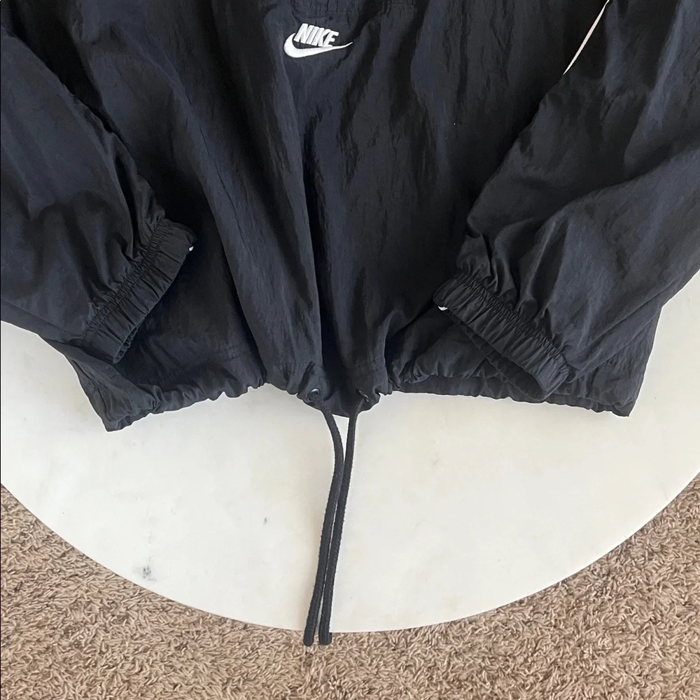 Nike Half-Zip Pullover Jacket Medium Black White Gray Windbreaker Synch Waist - Picture 7 of 16
